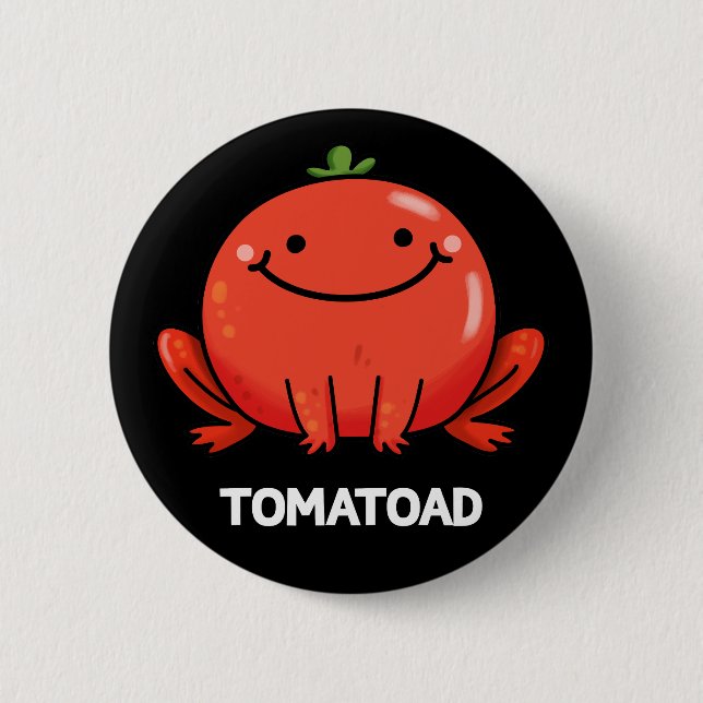 Macaron Rond 5 Cm Tomatoad Funny Tomato Toad Pun Dark BG (Devant)