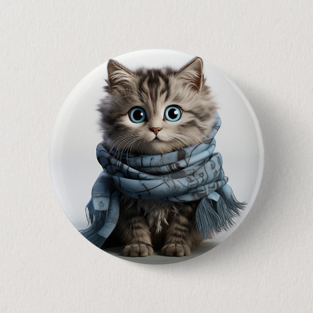 Macaron Rond 5 Cm Tommy, le Tabby Cat le plus souple (Devant)