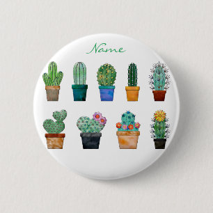 Macaron Rond 5 Cm Tonnerre-Cove des Plantes de Cactus agrafés