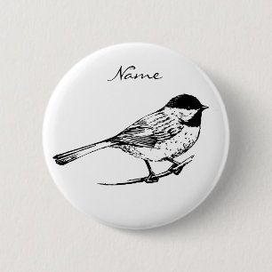 Macaron Rond 5 Cm Tonnerre de chickadee à calotte noire