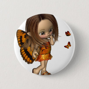 Macaron Rond 5 Cm Toon Butterfly Fairy - Orange