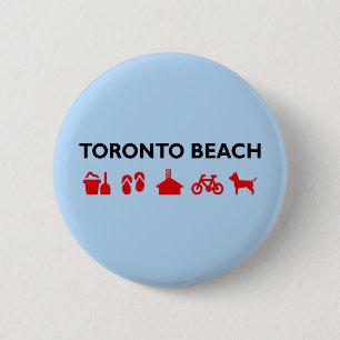 Macaron Rond 5 Cm Toronto Beach Icons Couleur claire