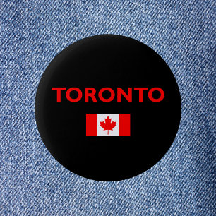 Macaron Rond 5 Cm Toronto Canada Drapeau canadien Couleur foncée