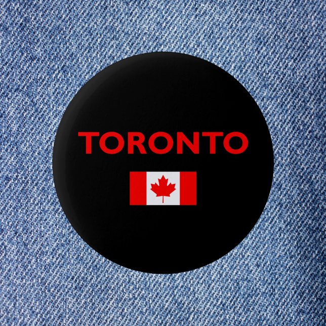 Macaron Rond 5 Cm Toronto Canada Drapeau canadien Couleur foncée (Créateur téléchargé)