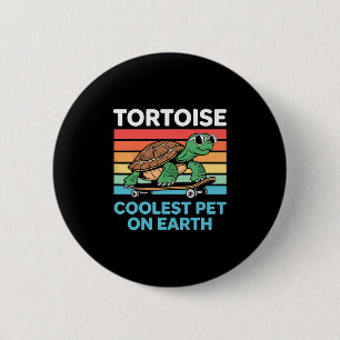 Macaron Rond 5 Cm Tortue Animal de compagnie le plus cool sur Terre