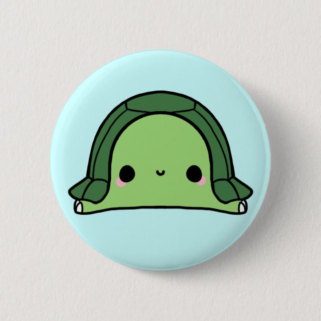 Macaron Rond 5 Cm Tortue de Kawaii (vous changez l'arrière - plan !) (Devant)