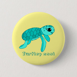 Macaron Rond 5 Cm Tortue de mer cool Turtley