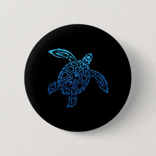 Macaron Rond 5 Cm Tortue de mer hawaïenne Tribal Polynésien Pacifiqu