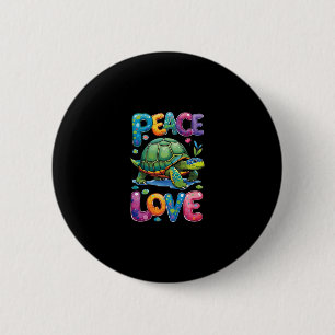 Macaron Rond 5 Cm Tortue de mer mignonne Paix Amour Tortues Plage Ét