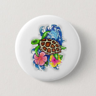 Macaron Rond 5 Cm Tortue de mer tropicale