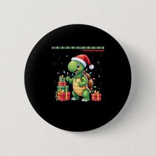 Macaron Rond 5 Cm Tortue de Noël Sweat-shirt hideux drôle de Noël 
