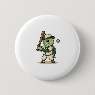 Macaron Rond 5 Cm Tortue Mignonne Batteur de Baseball Art Vectoriel