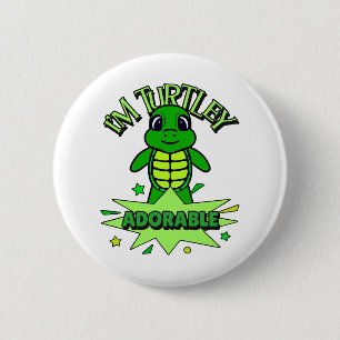 Macaron Rond 5 Cm Tortue Mignonne Citation Drôle Totalement Adorable