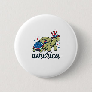 Macaron Rond 5 Cm Tortue Patriotique Amérique Gravure Vintage Design
