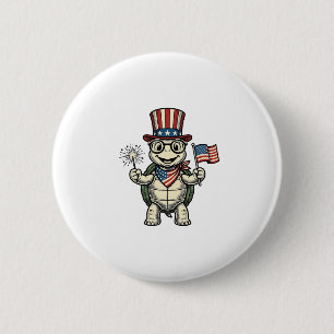 Macaron Rond 5 Cm Tortue Patriotique Gravure Vintage Graphique pour