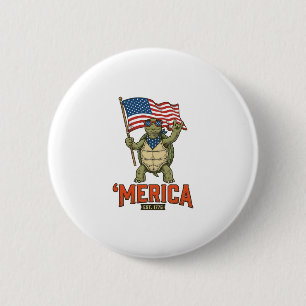 Macaron Rond 5 Cm Tortue Patriotique ‘Merica Vintage Vector