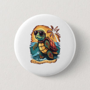 Macaron Rond 5 Cm Tortue tortues marines hawaïennes Hawaï Plage trop