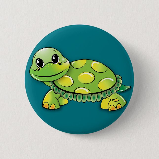 Macaron Rond 5 Cm Tortue verte (Devant)
