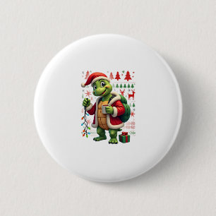 Macaron Rond 5 Cm Tortue Xmas Lumières Père Noël laid Tortue Noël Ta