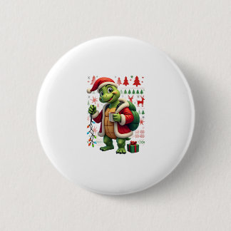 Macaron Rond 5 Cm Tortue Xmas Lumières Père Noël laid Tortue Noël Ta