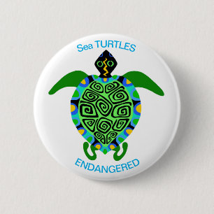Macaron Rond 5 Cm TORTUES de mer cool - Graphique animal en voie de