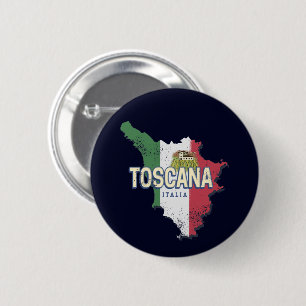 Macaron Rond 5 Cm Toscane Italie Région Rétro Carte Fattoria Vintage