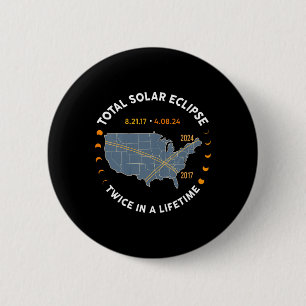 Macaron Rond 5 Cm Total Éclipse Solaire 2024 Deux Fois Dans Une Vie