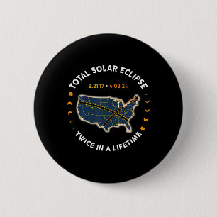 Macaron Rond 5 Cm Total Éclipse Solaire 2024 Deux Fois Dans Une Vie