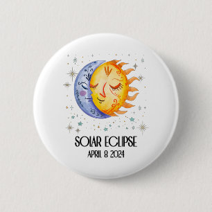 Macaron Rond 5 Cm Total Éclipse Solaire 2024 Mignons Éclipse Solaire