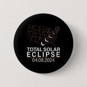 Macaron Rond 5 Cm Total Éclipse Solaire Avril 8 2024 Amérique Usa Ca