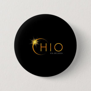 Macaron Rond 5 Cm Total Solaire Eclipse 2024 État Ohio Totalité Avri