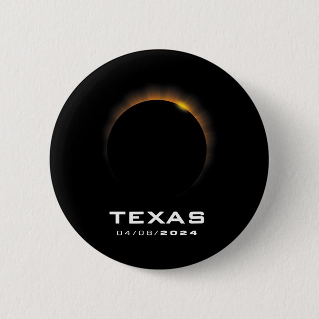 Macaron Rond 5 Cm Total Solaire Eclipse 2024 Texas (Devant)