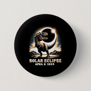 Macaron Rond 5 Cm Total Solaire Eclipse Dinosaur Dino T-rex 8 avril