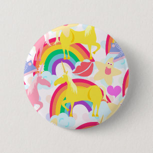 Macaron Rond 5 Cm Totalement explosion d'arc-en-ciel de licorne