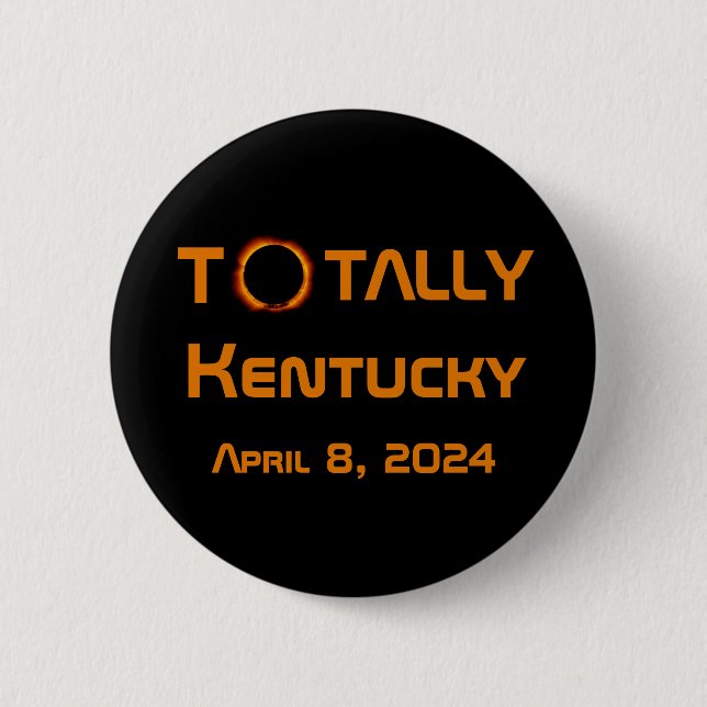 Macaron Rond 5 Cm Totalement Kentucky 2024 Éclipse solaire (Devant)