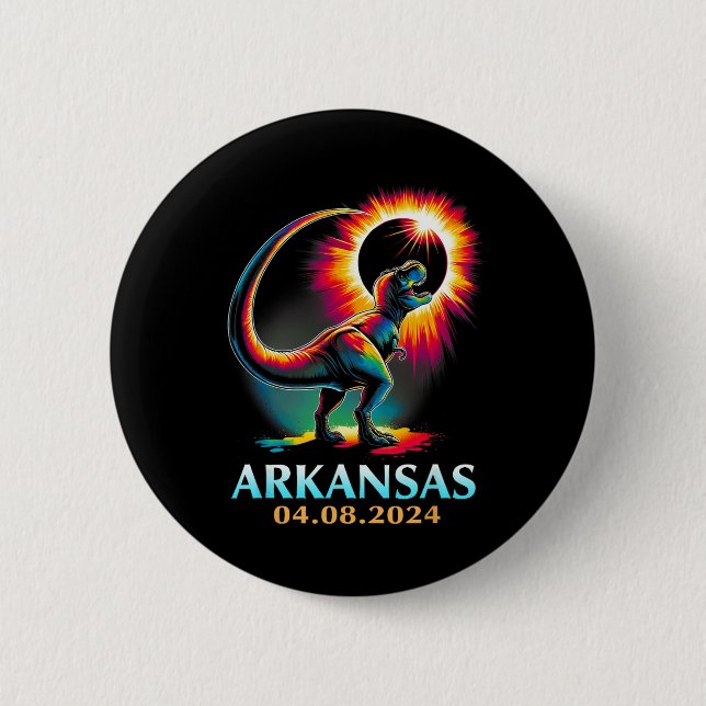 Macaron Rond 5 Cm Totalité de l'Arkansas Total Éclipse Solaire 2024  (Devant)