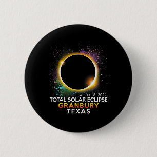 Macaron Rond 5 Cm Totalité du Texas Total Éclipse solaire 8 avril 20
