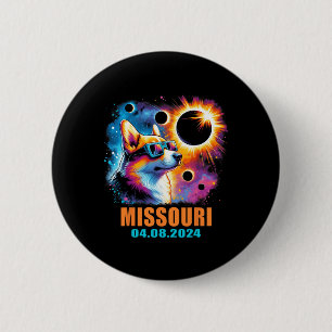 Macaron Rond 5 Cm Totalité Total Solaire Eclipse 2024 Missouri Corgi