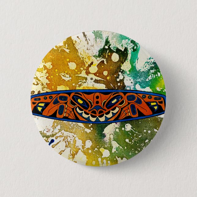 Macaron Rond 5 Cm Totem Athabascan par Michael Moffa (Devant)