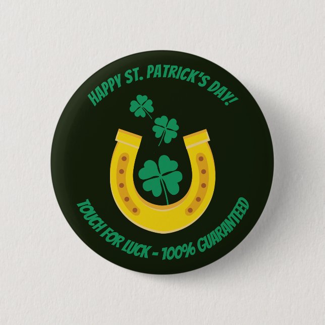 Macaron Rond 5 Cm Touche Saint Patrick pour la bonne chance Bouton (Devant)
