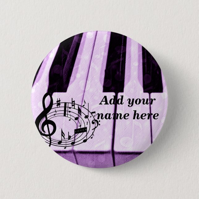 Macaron Rond 5 Cm Touches violettes et notes musicales_ (Devant)