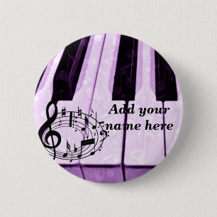 Macaron Rond 5 Cm Touches violettes et notes musicales_
