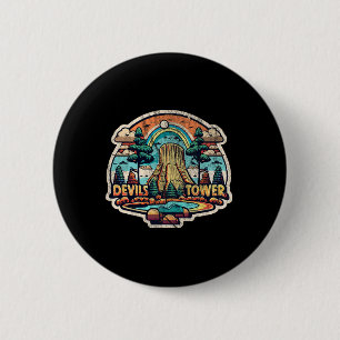 Macaron Rond 5 Cm Tour de Diable Wyoming Monument National Rétro Vin