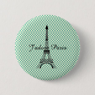Macaron Rond 5 Cm Tour Eiffel J'adore Paris