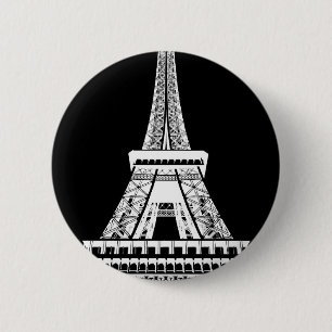 Macaron Rond 5 Cm Tour Eiffel noir blanc