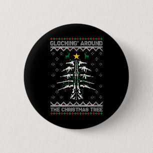 Macaron Rond 5 Cm Tournant autour de l'arbre de Noël Pull de Noël la