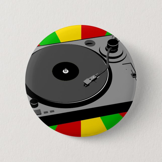 Macaron Rond 5 Cm Tourne-disque de Rasta (Devant)