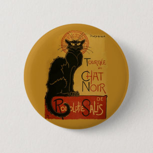 Macaron Rond 5 Cm Tournee de Conversation Noir Chat noir