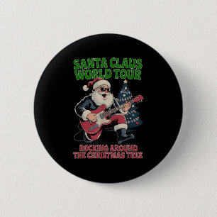 Macaron Rond 5 Cm Tournée mondiale de Santa Claus Rocking Around The