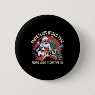 Macaron Rond 5 Cm Tournée mondiale de Santa Claus Rocking Around The